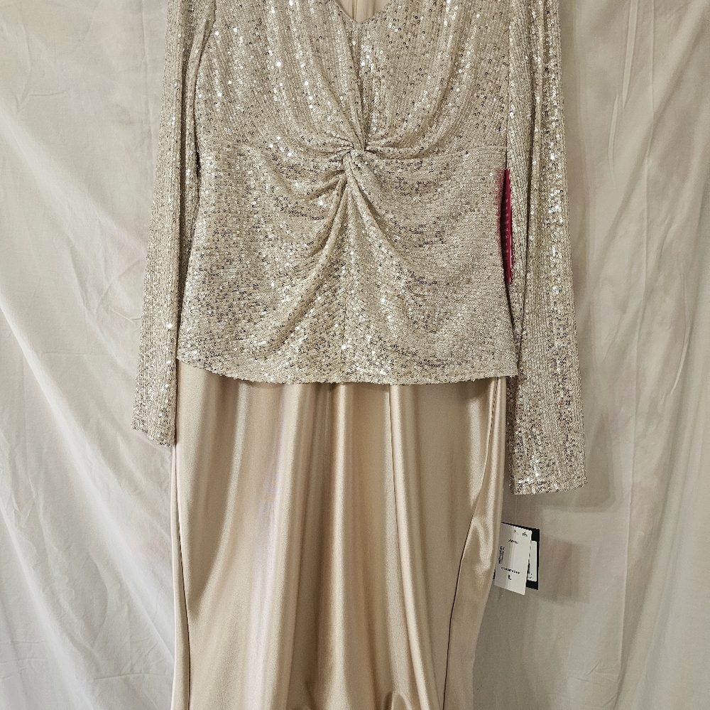 Sequin Beige Dress with Jacket